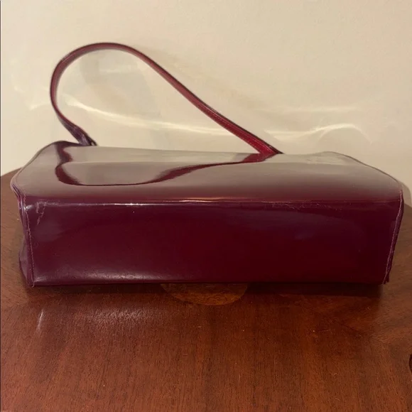 Town & Country Vintage 50’s Satchel Shoulder bag  burgundy red wine Suede Patent - Picture 10 of 13